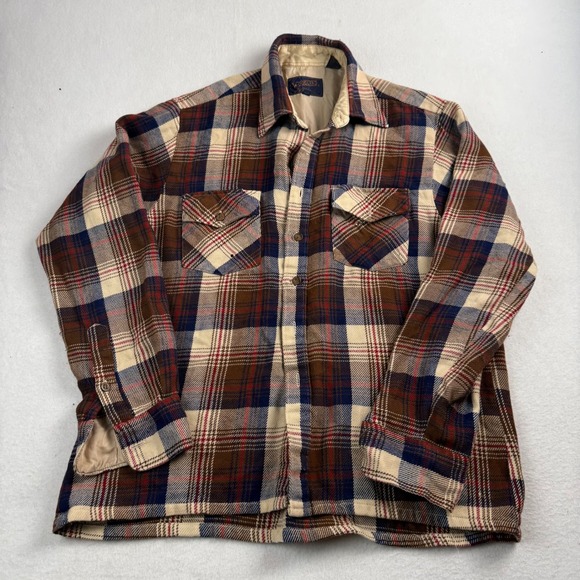 Woodland Other - Woodland Vintage Mens Plaid Flannel Shirt‎ Brown Blue Acrylic Size M Medium